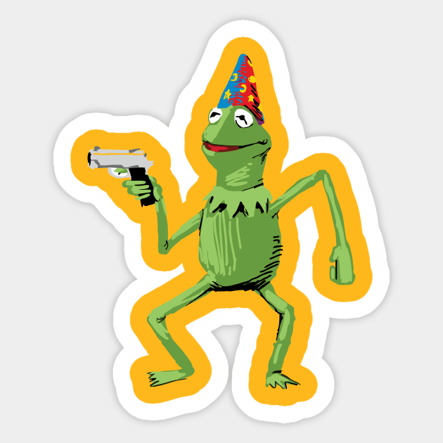 Kermit With Gun Limitied Edition Sticker by peterstringfellow6